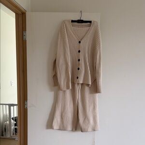 James Street Co. Cream Ribbed Women's Cardigan Set